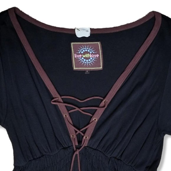 Livewithlove black flowy boho embroidered cross dress size small - Picture 3 of 3